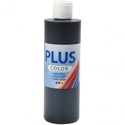 Plus Color hobbyfärg, svart, 250 ml/1 flaska.