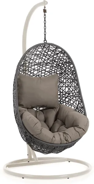 Florina, Utomhus hängstol, grå/vit, Rattan