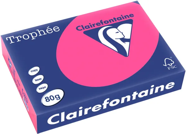 Q-connect Trophee kopieringspapper A4 80g fluo rosa 500 ark