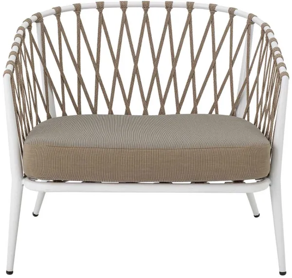 CREATIVE COLLECTION Cia lounge-stol för trädgården, med kudde - polyester och vit metall