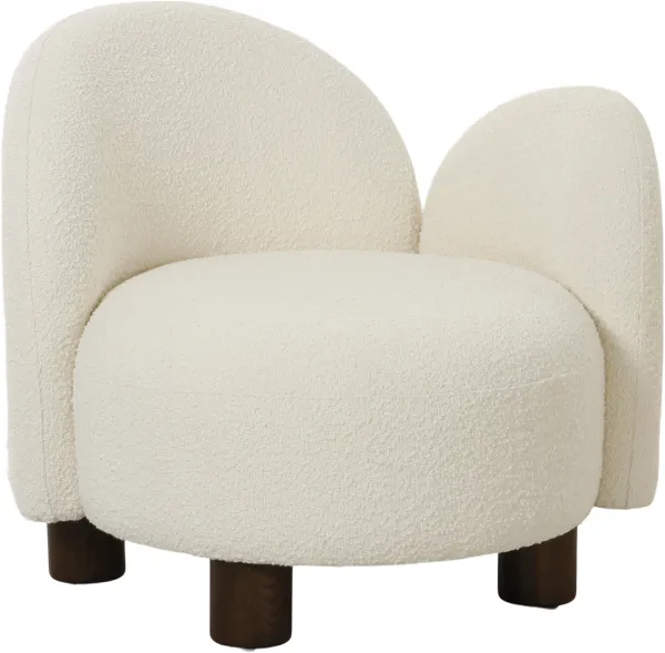 HOUSE NORDIC Honolulu-loungestol, vänstervänd, rund - vit bouclé-polyestertextil
