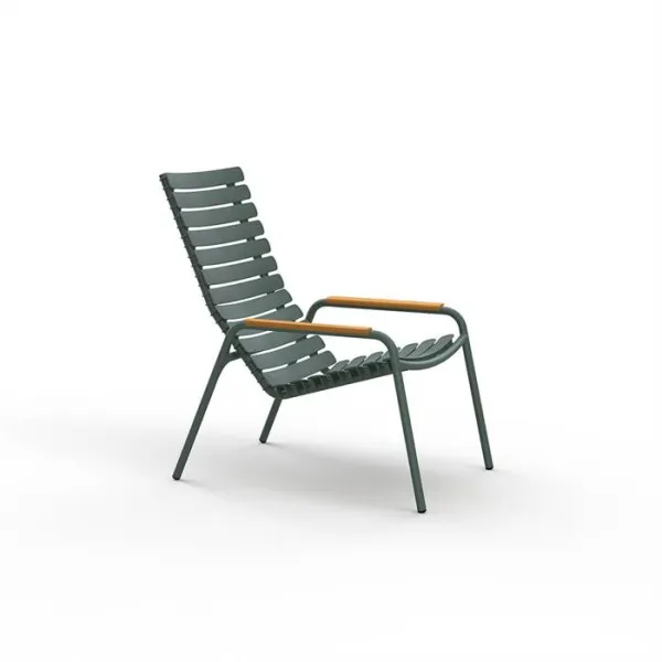 HOUE ReCLIPS -lounge-stol av återvunnen plast och bambu - Olive Green