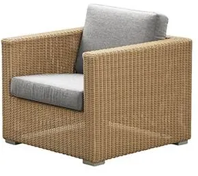 Cane-Line Chester loungefåtölj, Natural, ljusgrå dyna