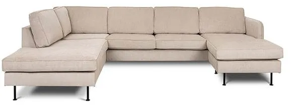 Læsø soffa med schäslong och öppen ände - 288 x 210 cm - sandfärgad sammet