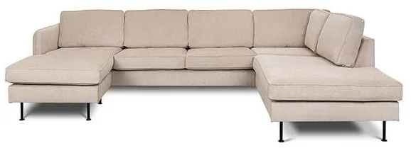 Læsø soffa med schäslong och öppen del - 288 x 210 cm - sandfärgad sammet - vänsterställd