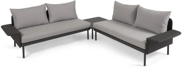 Zaltana, Utomhus loungeset, svart, aluminium