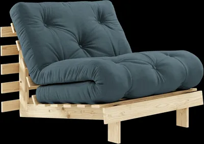 Karup Design Roots Bäddsoffa M. Madrass 90x200 757 Petrol Blue/Furuträd